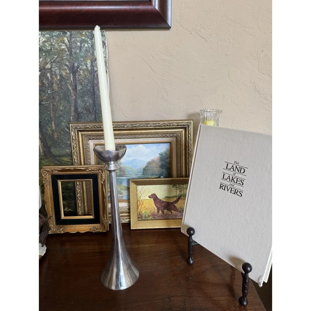 Lunares San Francisco Nima Oberoi Polished Aluminum Taper Candlestick Holder‎